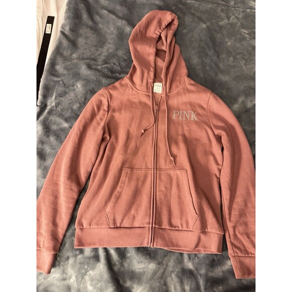 PINK Victoria Secret Large Mauve Matching Set Zip Up Hoodie And Bike Yoga Shorts - Picture 5 of 15